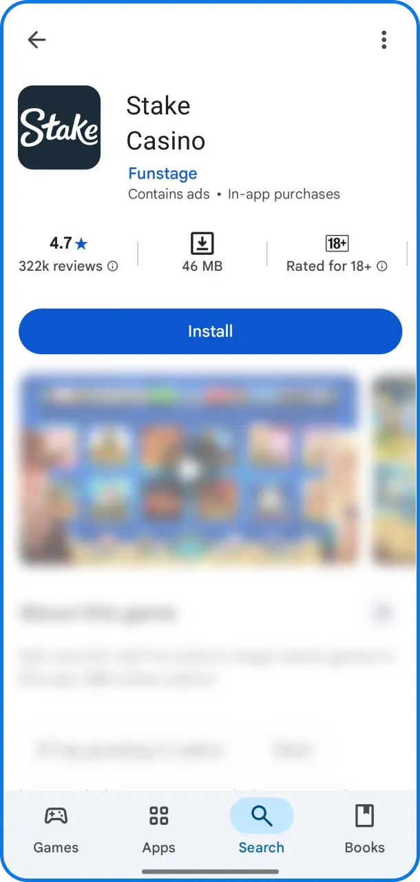 Install the app to start playing on Stake.