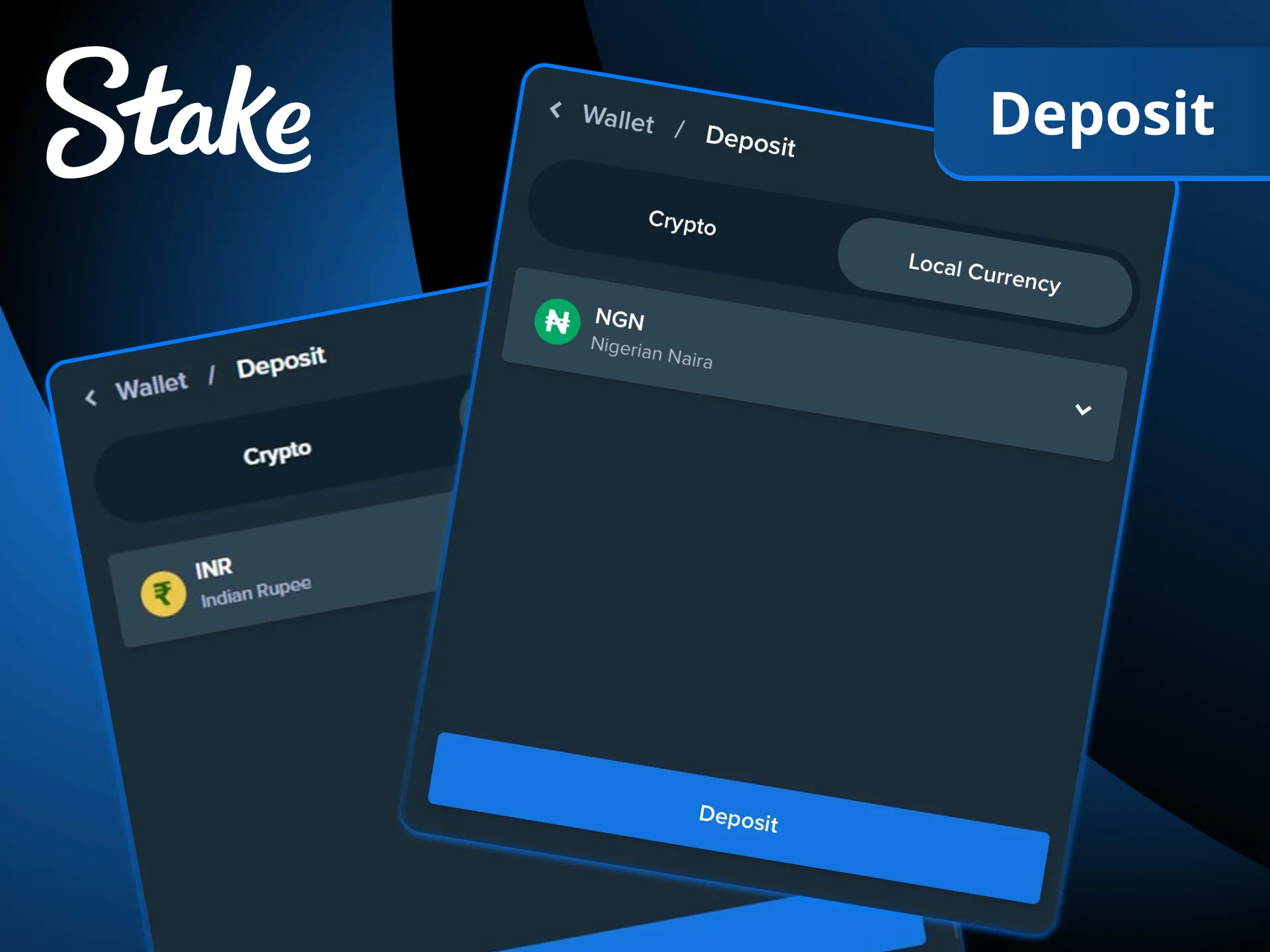 Deposit quickly to start playing on Stake.