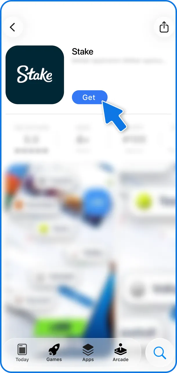Tap get and begin playing on Stake.