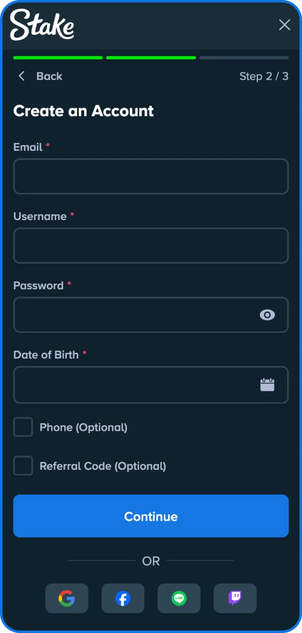 Follow the process and start winning on Stake.