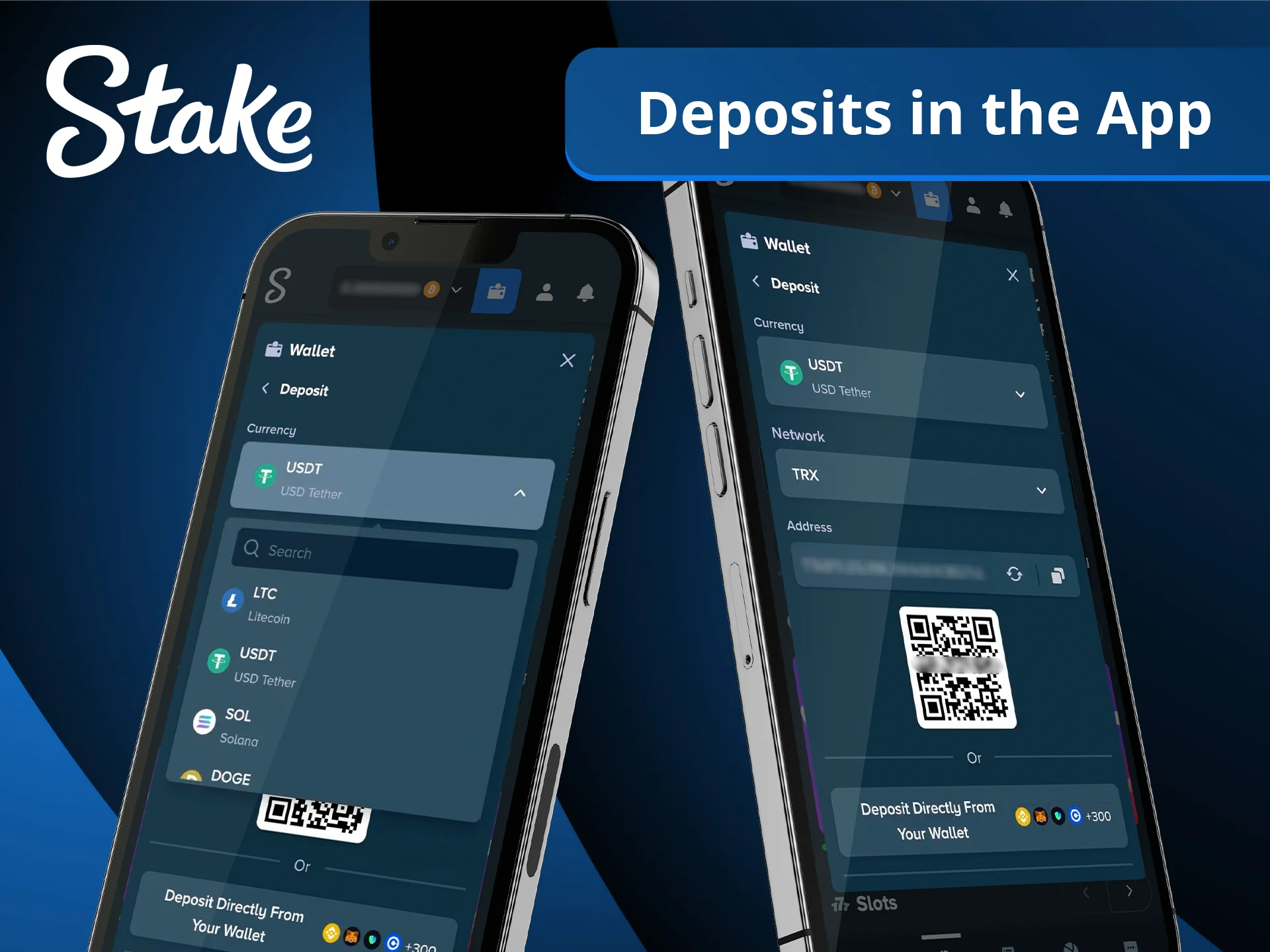 Enjoy easy deposits in the Stake app with various payment options.