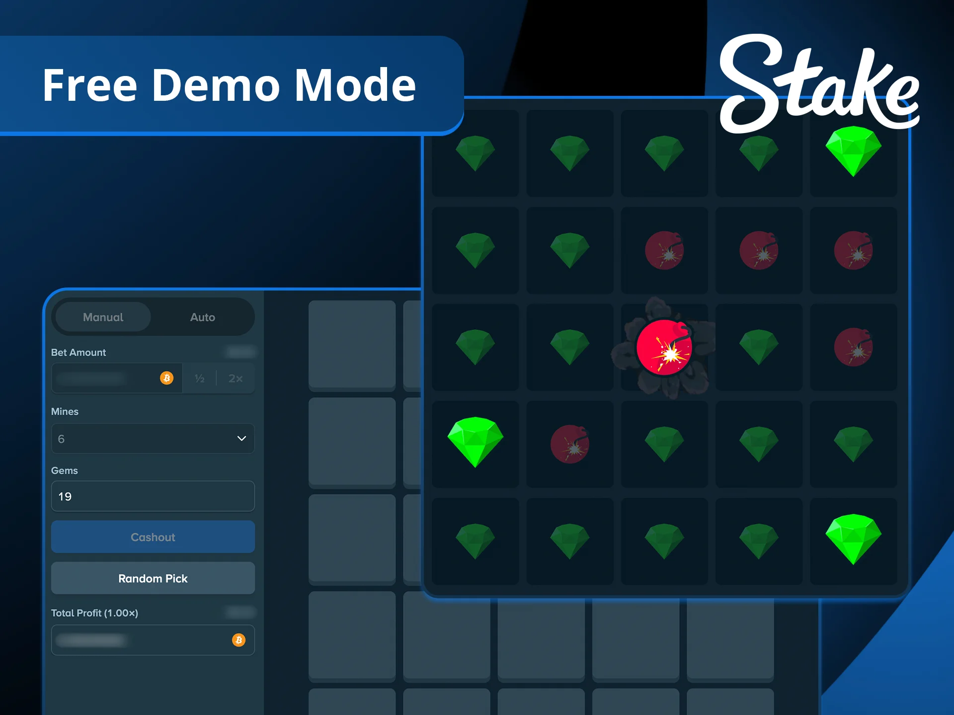 Practice your skills and play Mines in free demo mode without any risk.