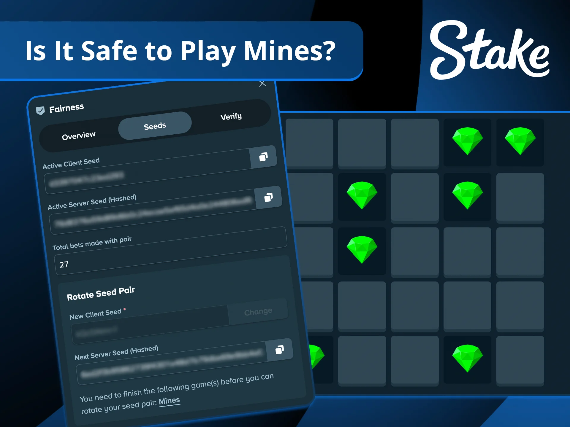 Find out why it is safe to play Mines on Stake casino with its provably fair system.