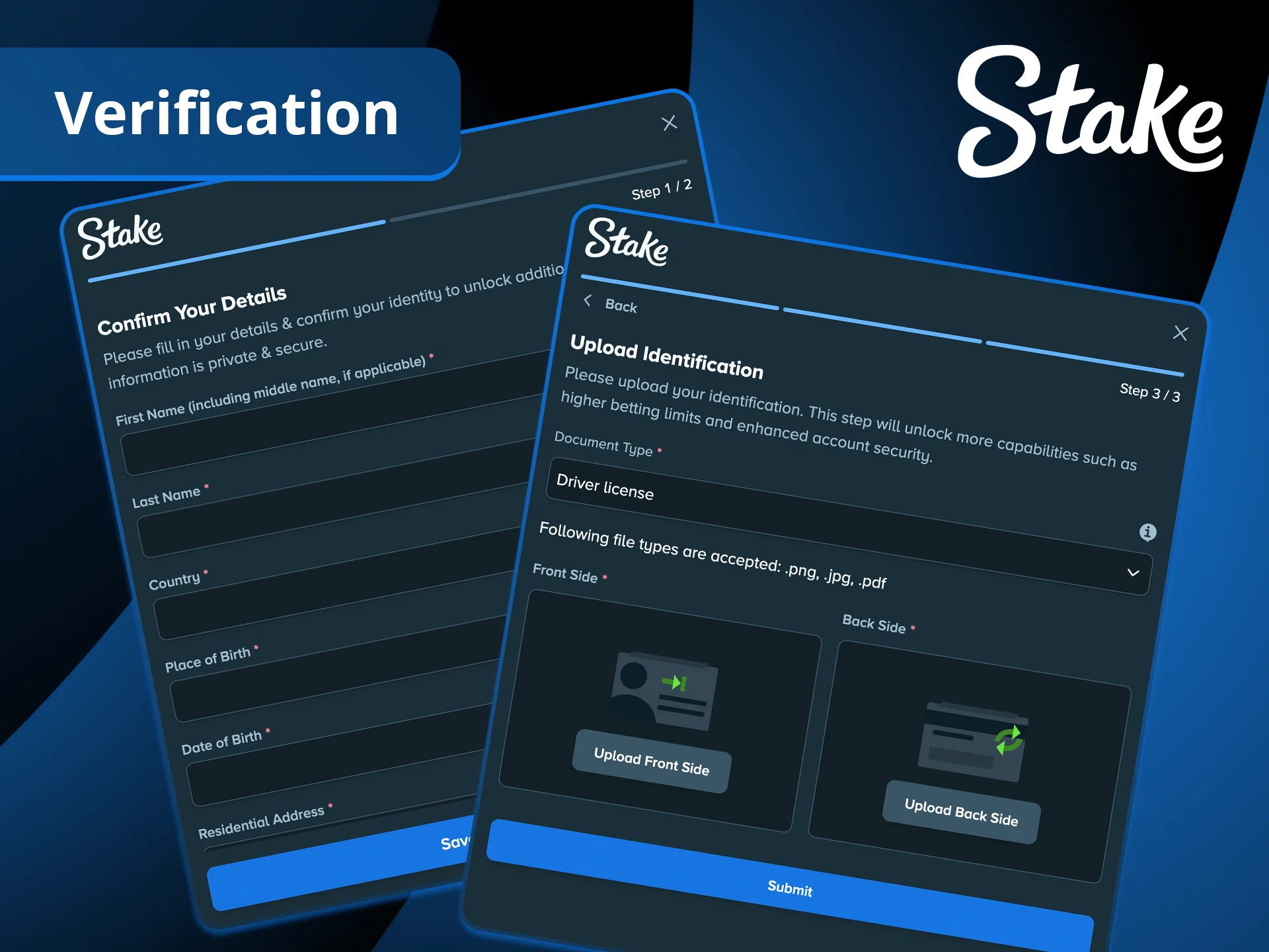Learn how to complete Stake verification and which documents are required for your account.