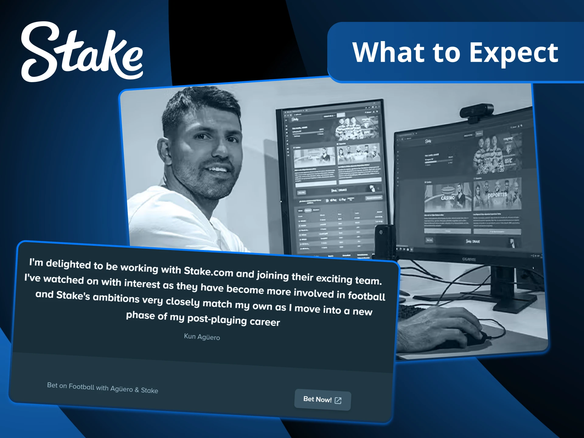 Experience exclusive Sergio Agüero promotions by joining Stake community.