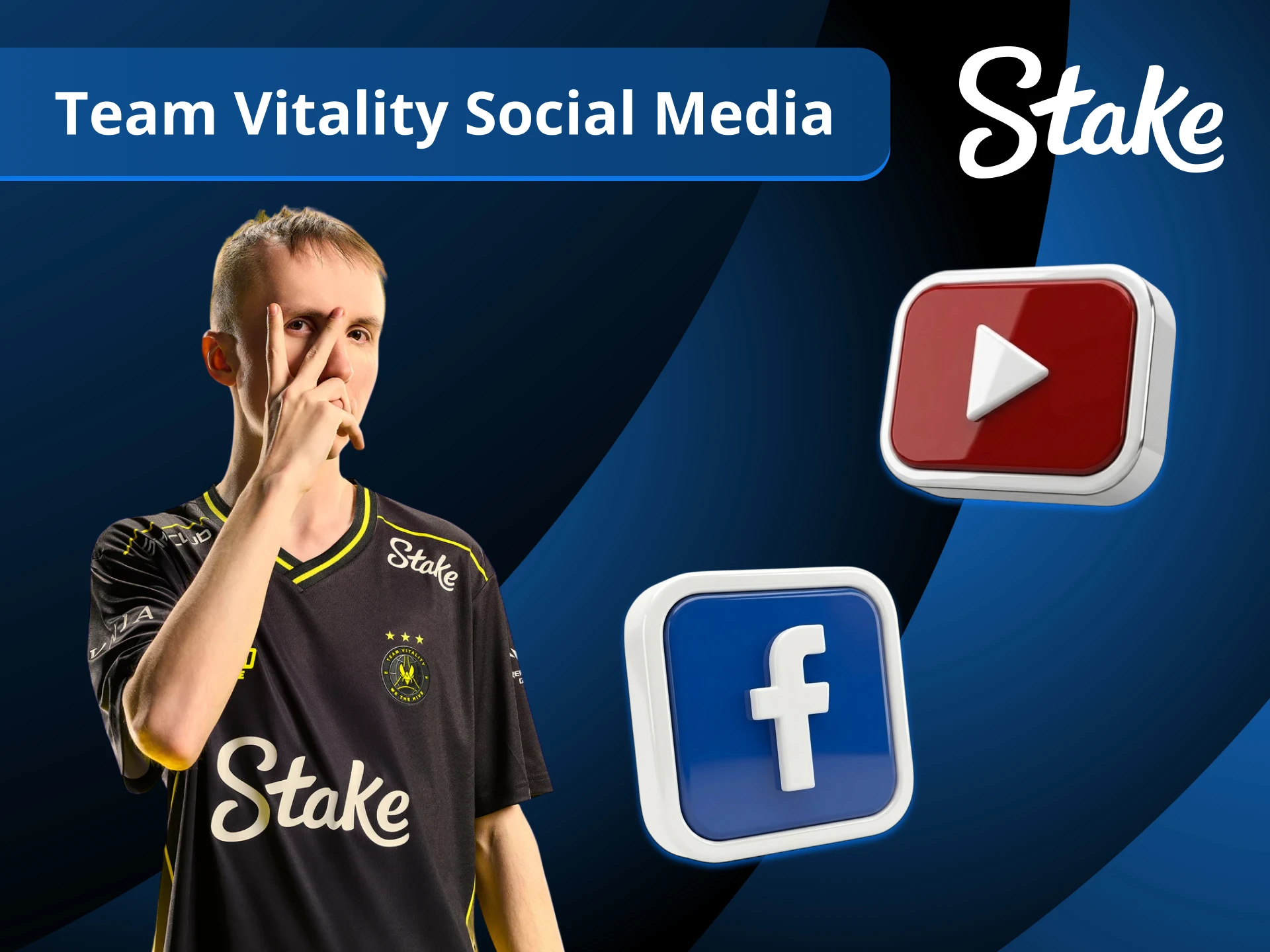 Follow Team Vitality social channels to stay updated with Stake deals.