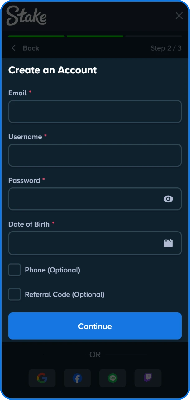 Create an account on the platform by filling out the simple registration form.